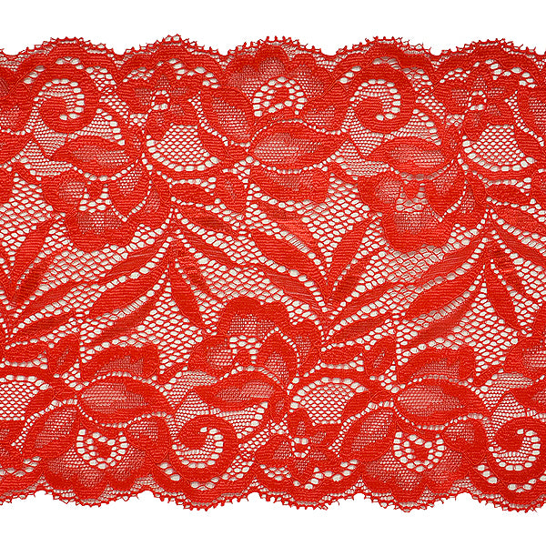 Brea 5 1/2" Stretch Raschel Lace Trim (Sold by the Yard) Red Trims & Fringes