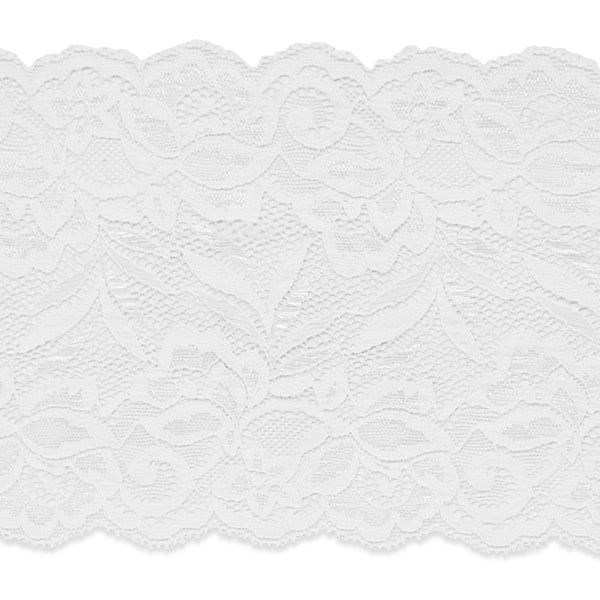 Brea 5 1/2" Stretch Raschel Lace Trim (Sold by the Yard) White Trims & Fringes