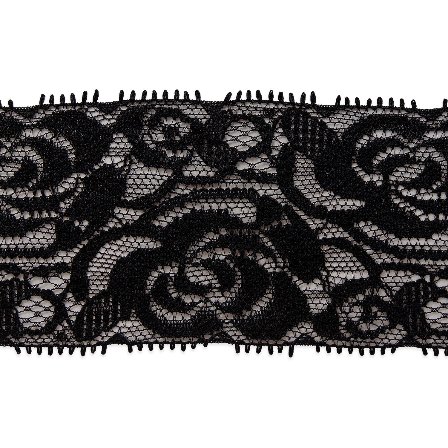 Breanna 2 1/4" Stretch Raschel Lace Trim (Sold by the Yard) Black Trims & Fringes