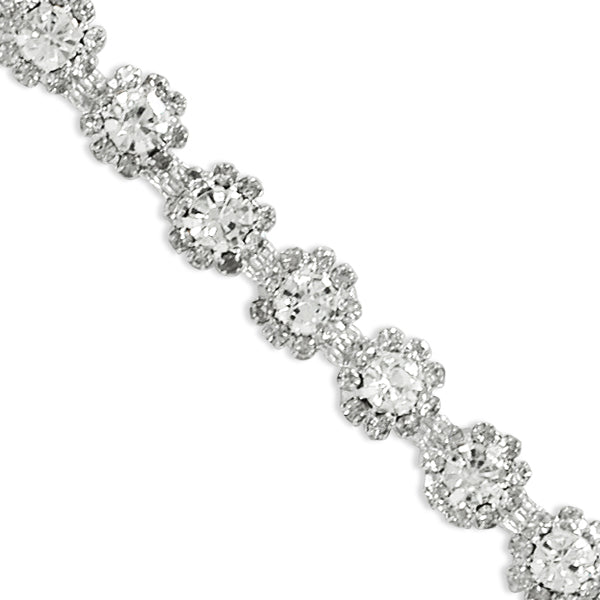 Vanya 1/2" Rhinestone Floral Motifs Chain Trim (Sold by the Yard) Trims & Fringes