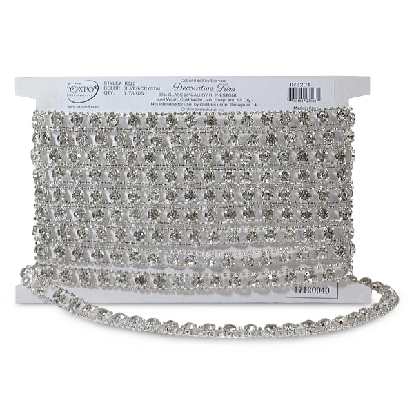 Irina 1/2" Rhinestone Chain Trim (Sold by the Yard) Trims & Fringes