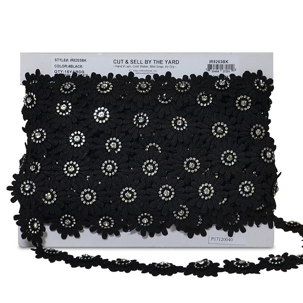 Vintage Krystal Rhinestone Daisy Flower Trim (Sold by the Yard) Trims & Fringes