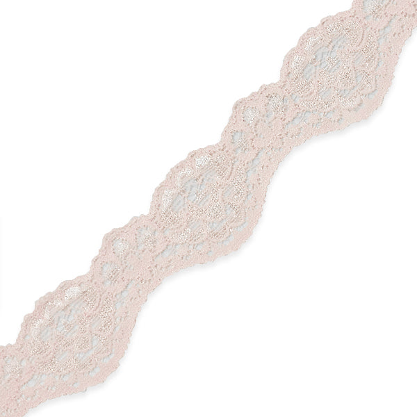 Tifa 1 3/16" Scalloped Stretch Raschel Lace Trim (Sold by the Yard) Pink Trims & Fringes
