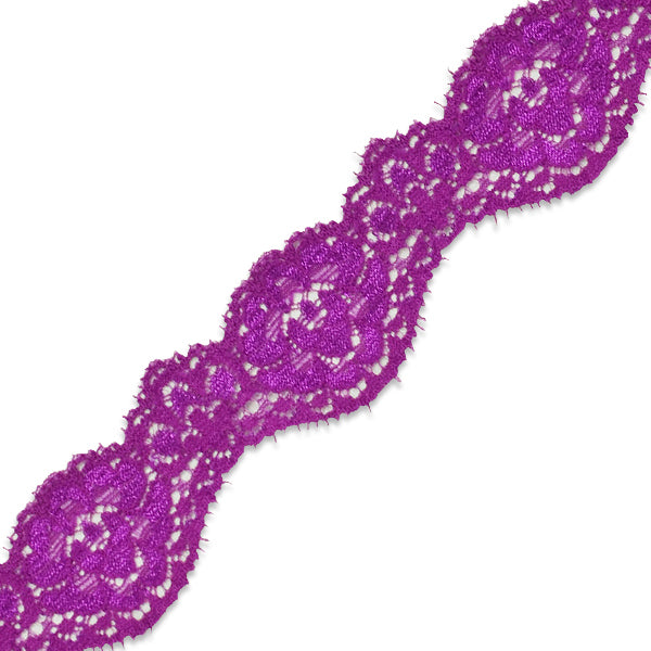 Tifa 1 3/16" Scalloped Stretch Raschel Lace Trim (Sold by the Yard) Purple Trims & Fringes
