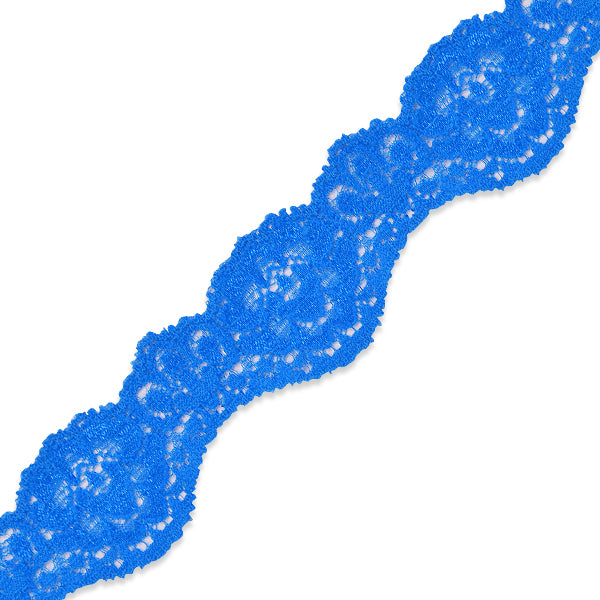 Tifa 1 3/16" Scalloped Stretch Raschel Lace Trim (Sold by the Yard) Royal Blue Trims & Fringes