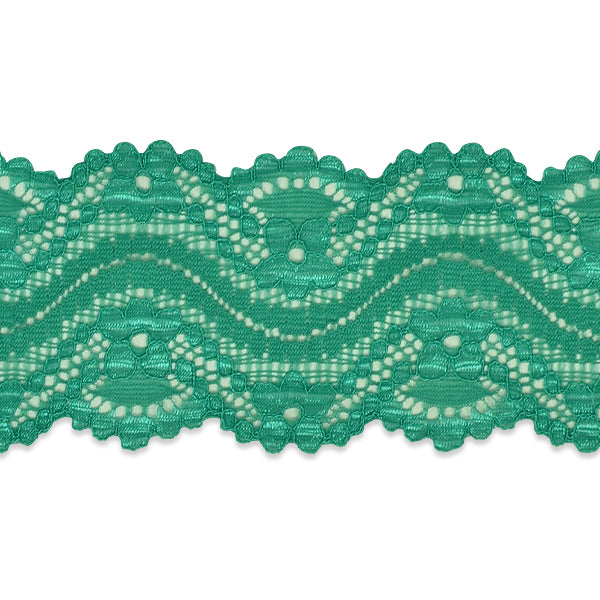 Cora 2 1/4" Stretch Raschel Lace Trim (Sold by the Yard) Green Trims & Fringes