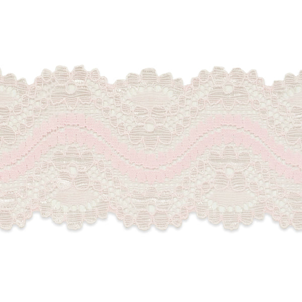 Cora 2 1/4" Stretch Raschel Lace Trim (Sold by the Yard) Pink Trims & Fringes