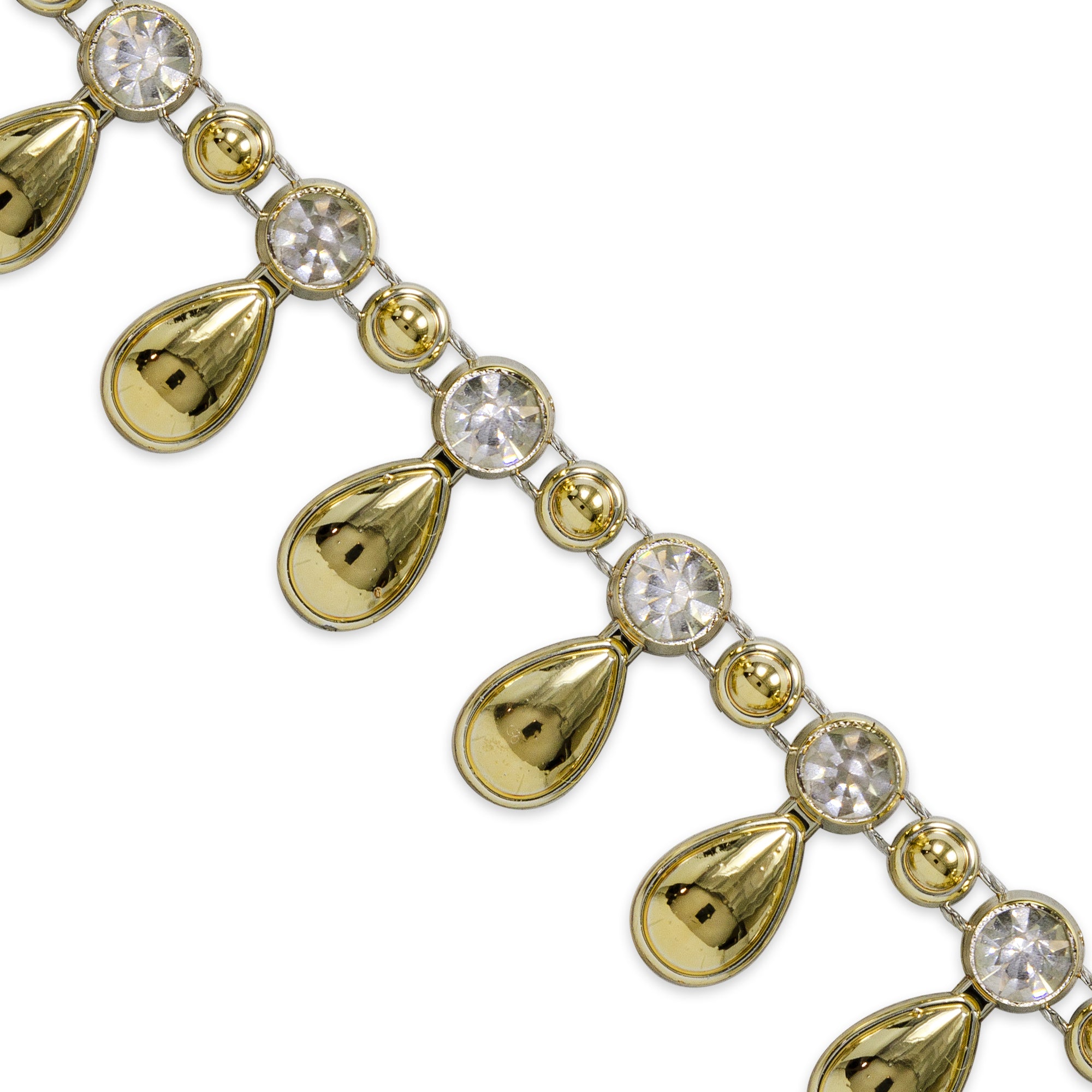 Nina 3/4" Teardrop Rhinestone Trim (Sold by the Yard) Gold Trims & Fringes