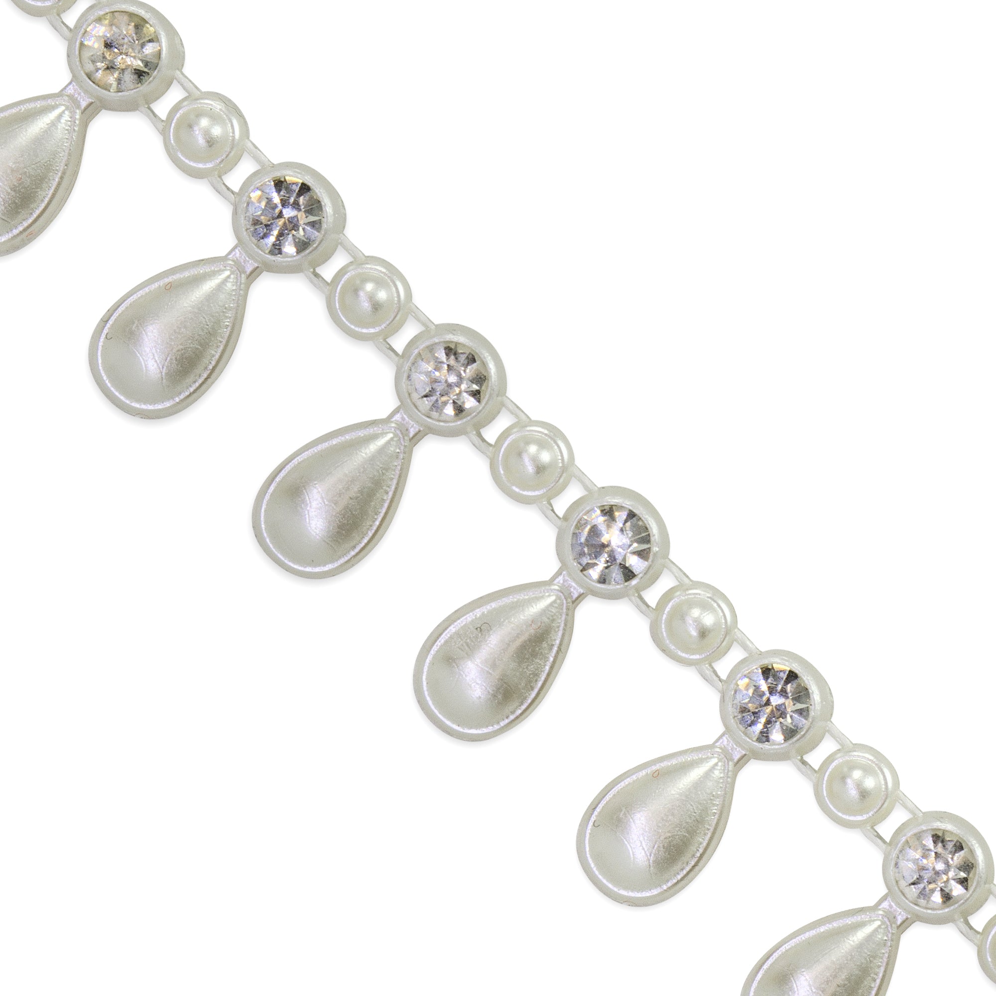 Nina 3/4" Teardrop Rhinestone Trim (Sold by the Yard) White Trims & Fringes