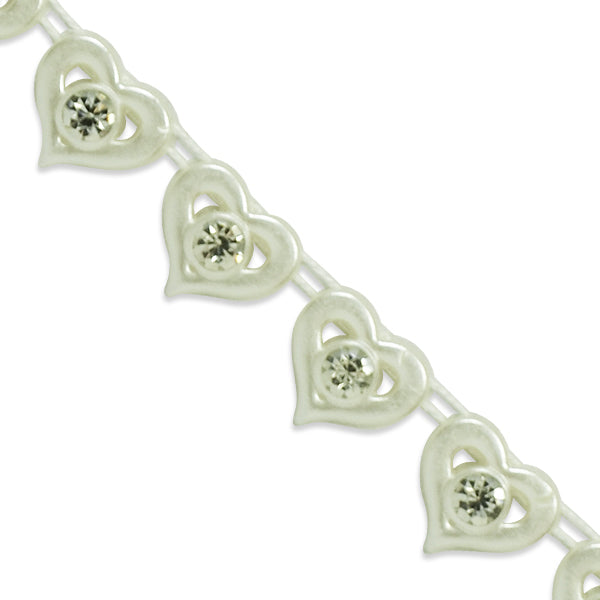 Kandi 1/2" Sparkle Heart Rhinestone Trim (Sold by the Yard) White Trims & Fringes