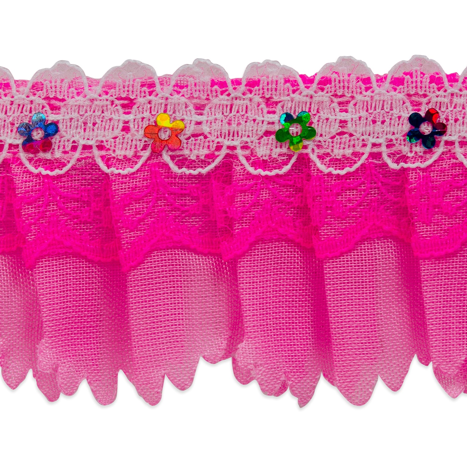 Elijah 1 3/4" Sequin Ruffle Lace Trim (Sold by the Yard) Lace, Pearl, & Ribbon Trims and Fringes