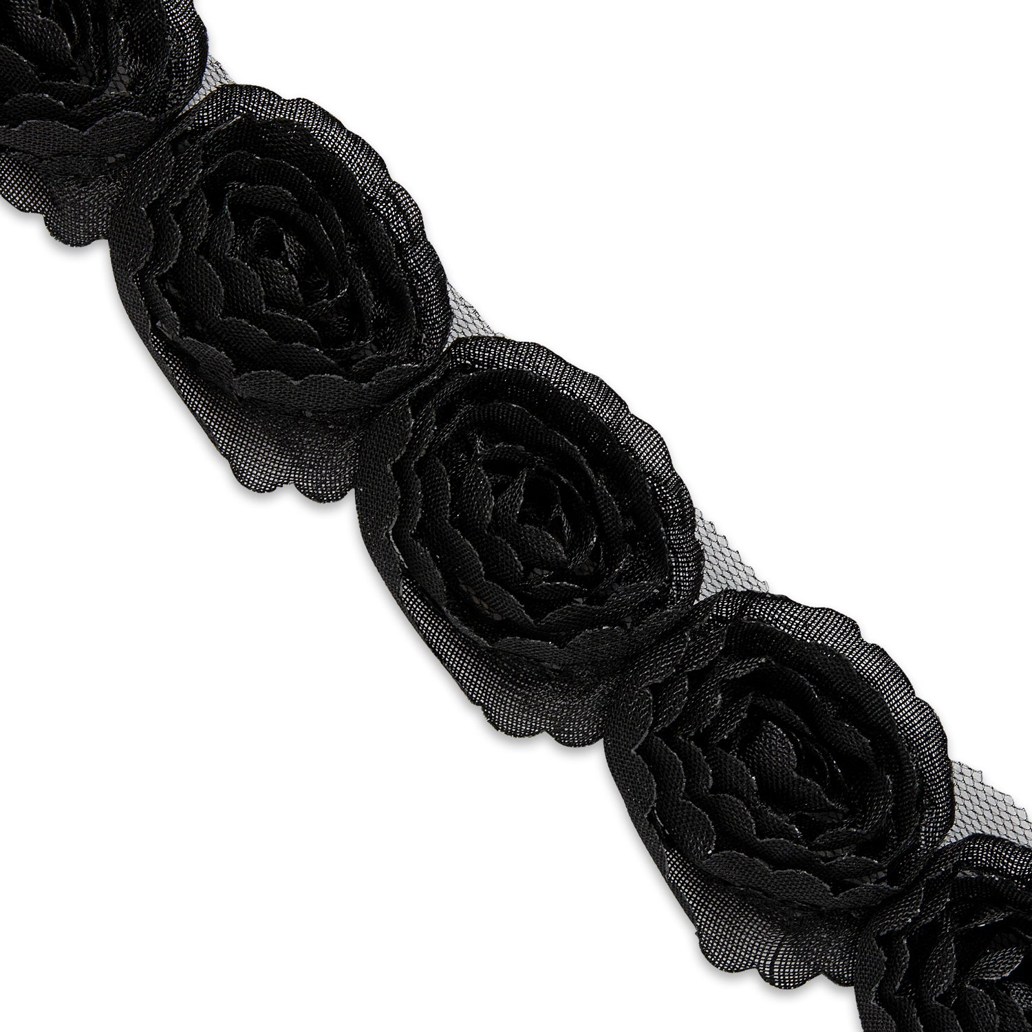 Rosalinda 1 1/2" Circular Floral Trim (Sold by the Yard) Black Trims & Fringes