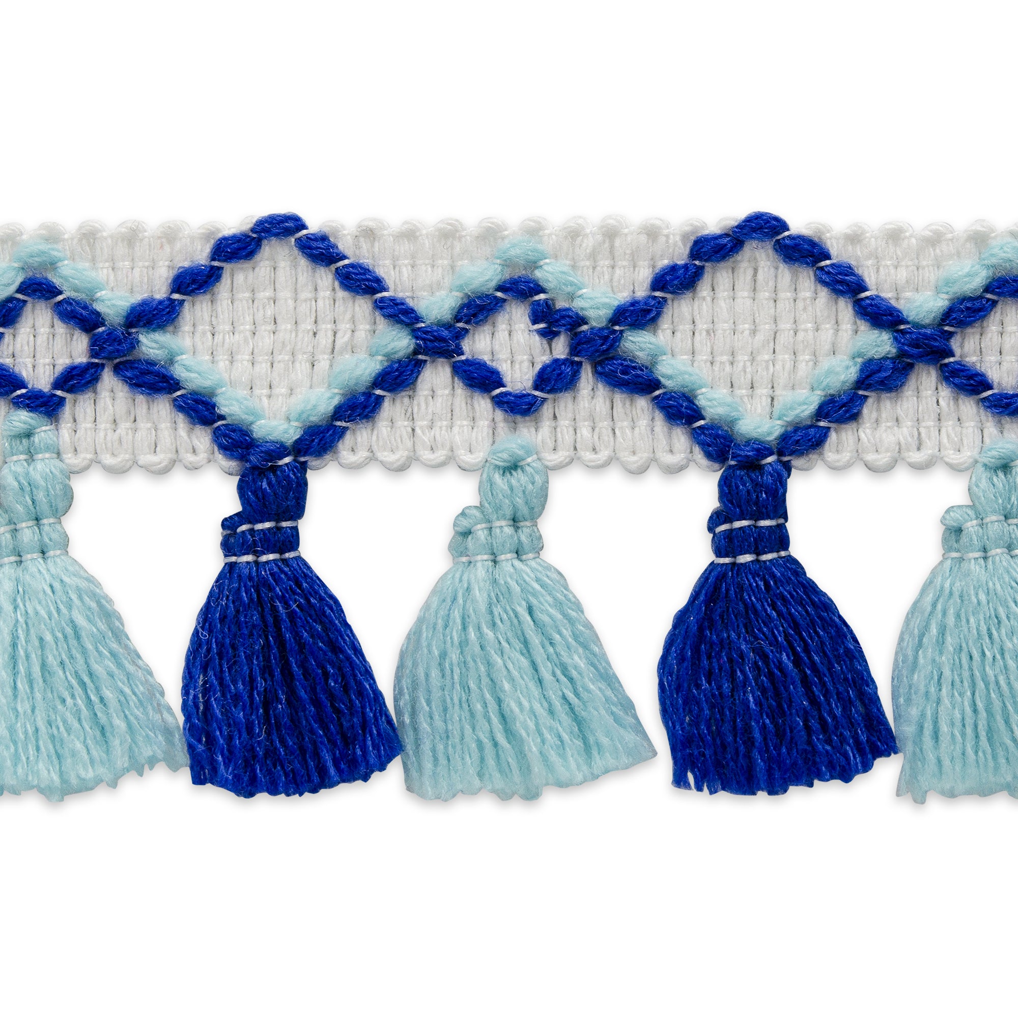 Stitched Trim Geo Diamond Tassel Trim Blue Multi Tassel Trims & Fringes