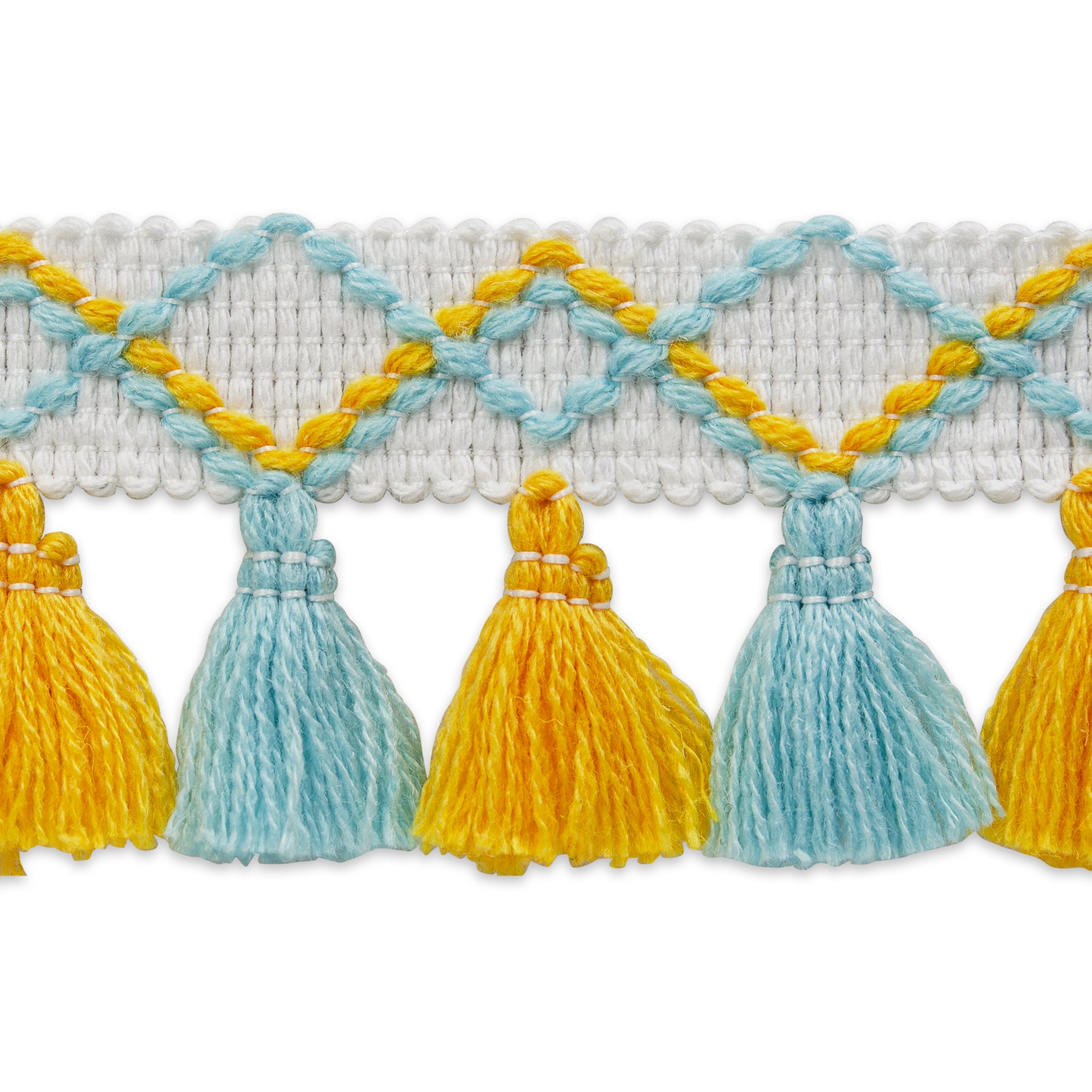 Stitched Trim Geo Diamond Tassel Trim Yellow Blue Tassel Trims & Fringes