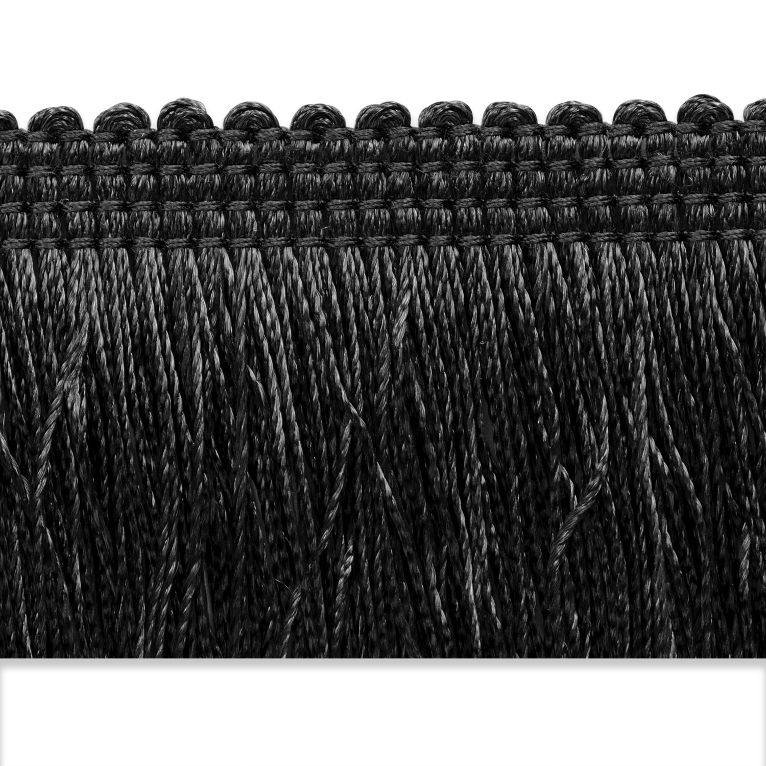 Ellaria 1-1/2" Cut Brush Fringe Trim (Sold by the Yard) Black Brush & Loop Fringe