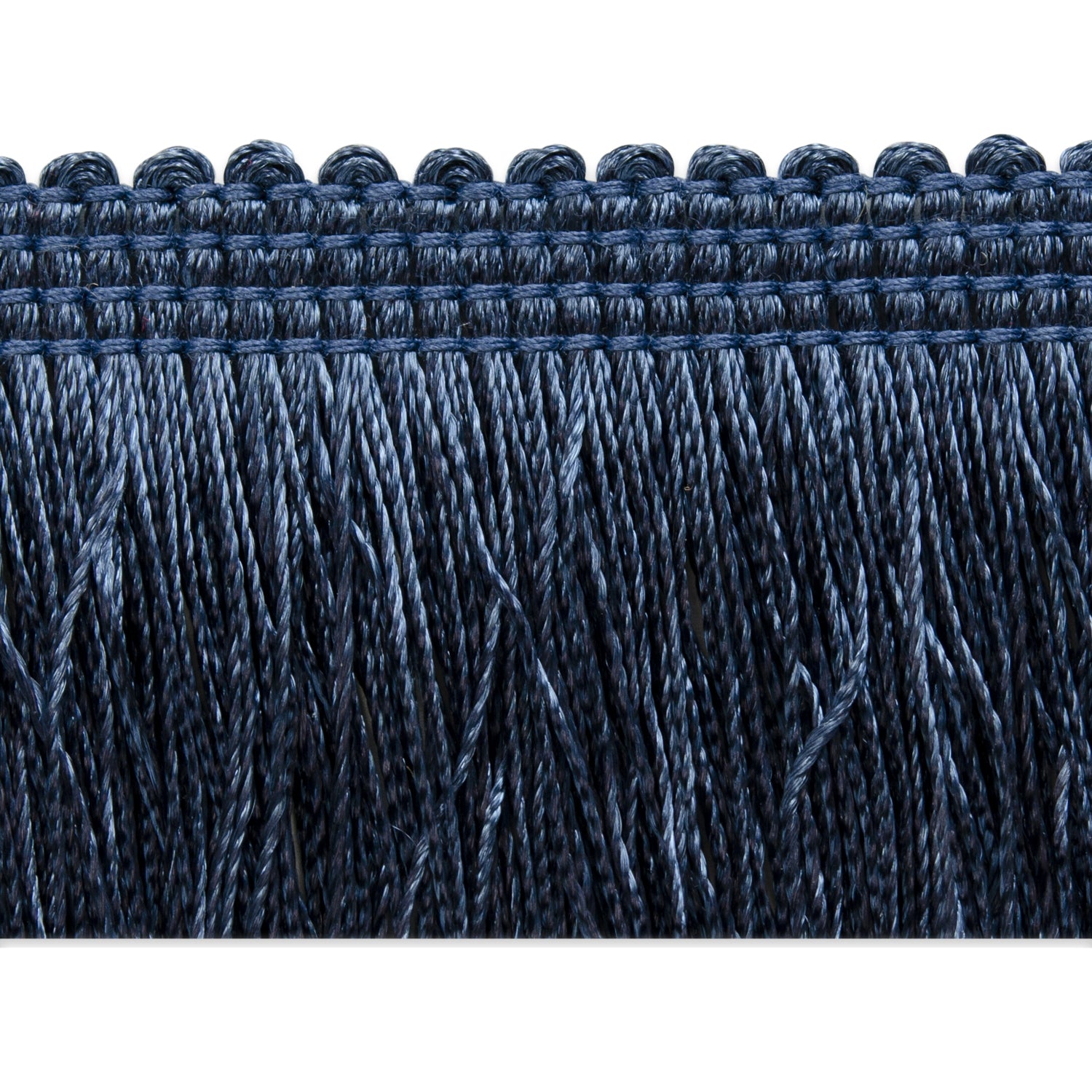 Ellaria 1-1/2" Cut Brush Fringe Trim (Sold by the Yard) Denim Brush & Loop Fringe