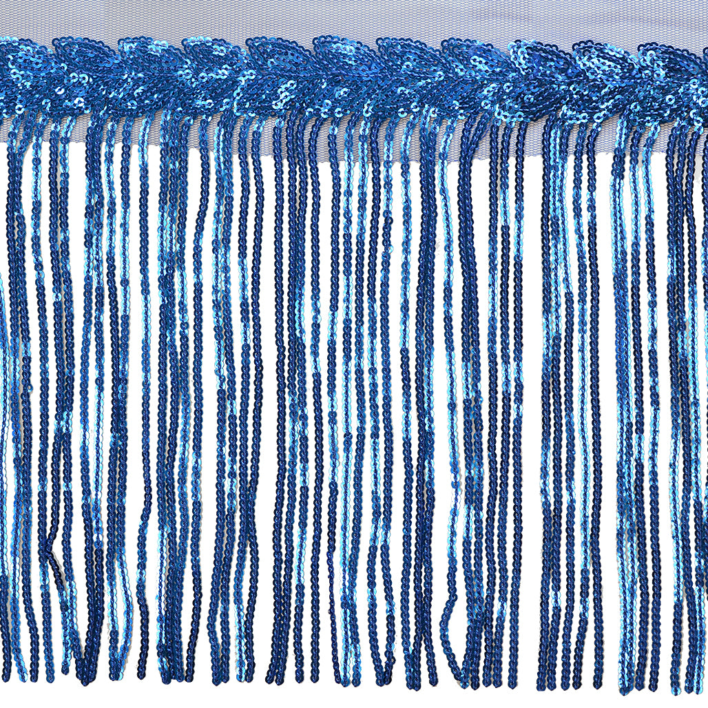 Blame Sequined Leaf Vine Fringe. (Sold by the Yard) Royal Blue Trims & Fringes