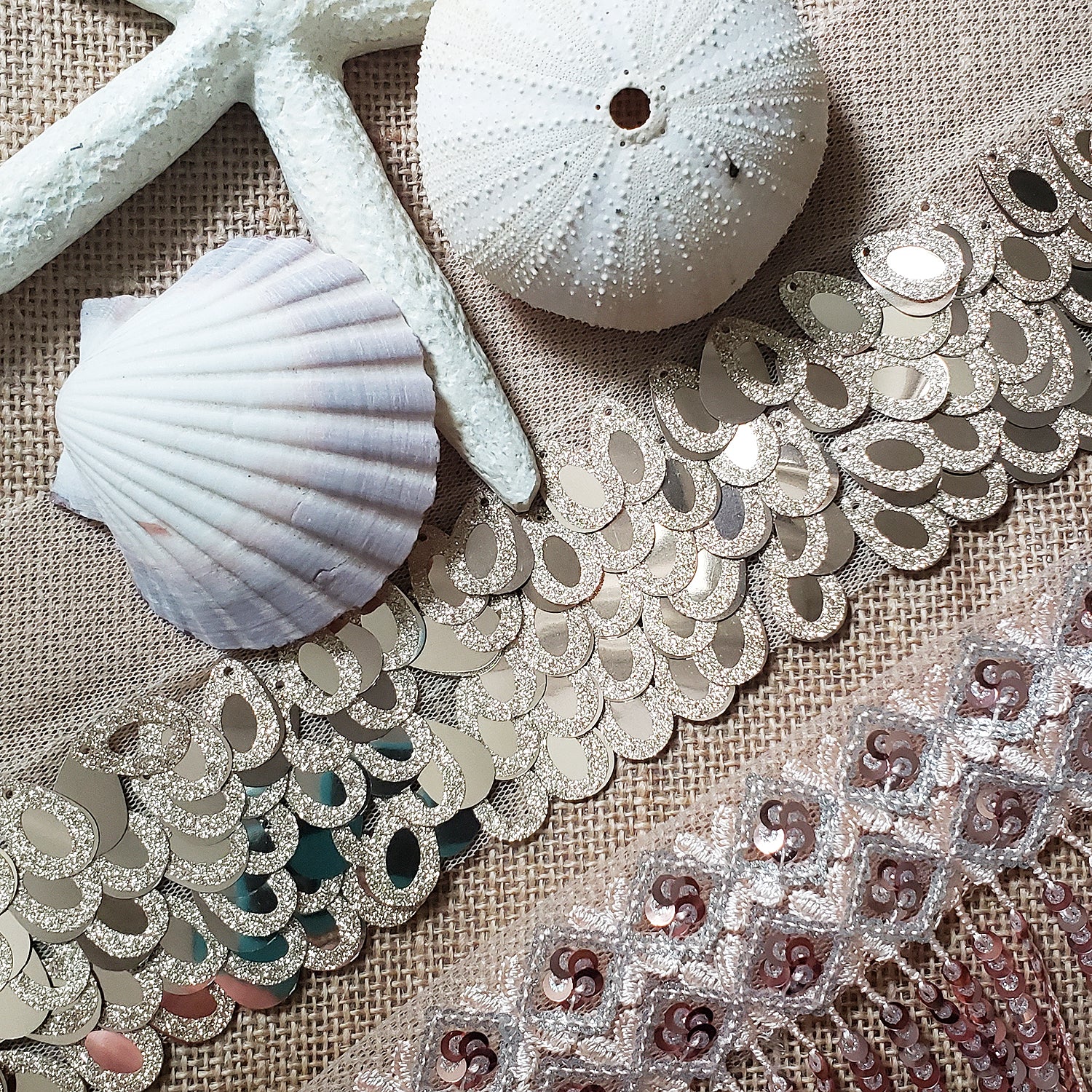 Mermaid Sequin Pailette Fringe Trim (Sold by the Yard) Trims & Fringes