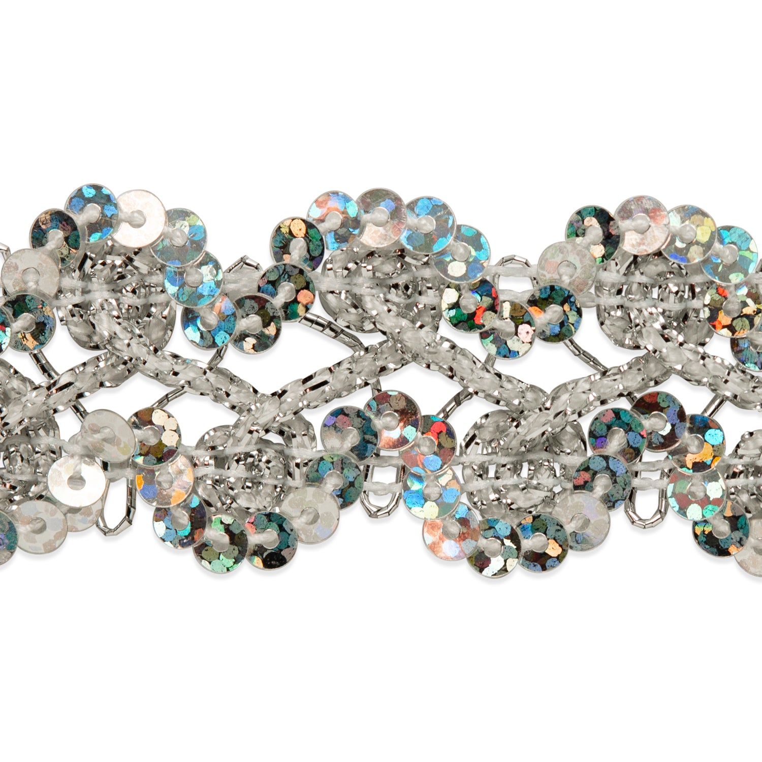 Sharon Scallop Edge Sequin Braid Trim (Sold by the Yard) Silver Trims & Fringes