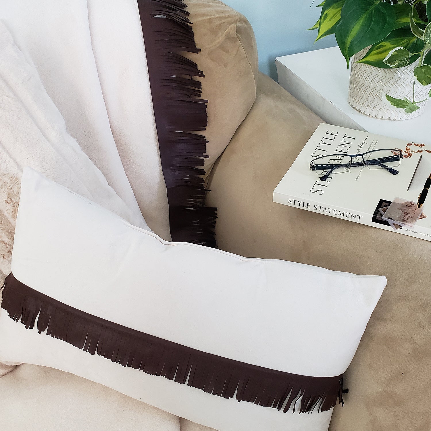 2" Matte Finish Vegan Leather Fringe Trim (Sold by the Yard) Trims & Fringes