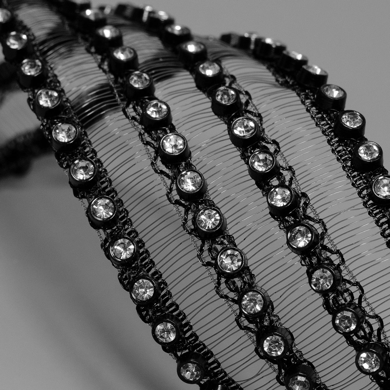 Aliya 1-1/2" Wide 4 Row Rhinestone Trim (Sold by the Yard) Trims & Fringes