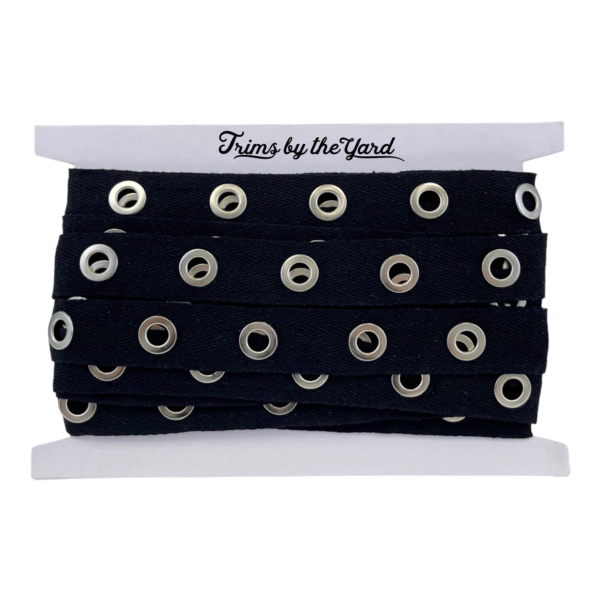 Birdie Silver Finish Grommet Eyelet Tape Trim (Sold by the Yard) Trims & Fringes