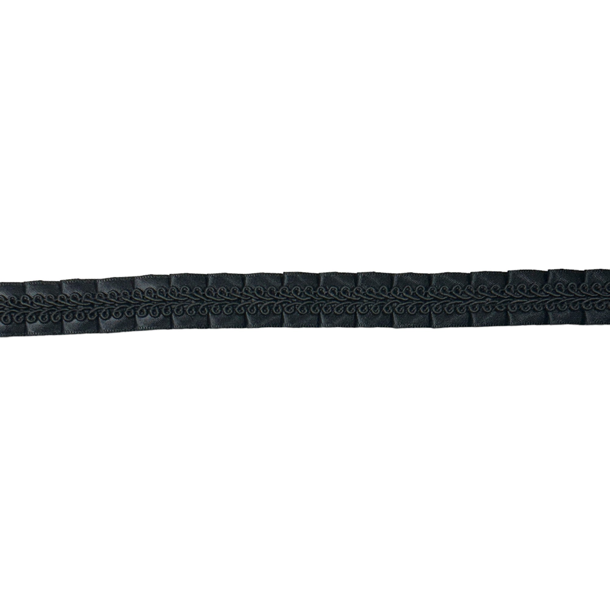Royal Ruffle Woven Scroll Trim (Sold by the Yard) Black