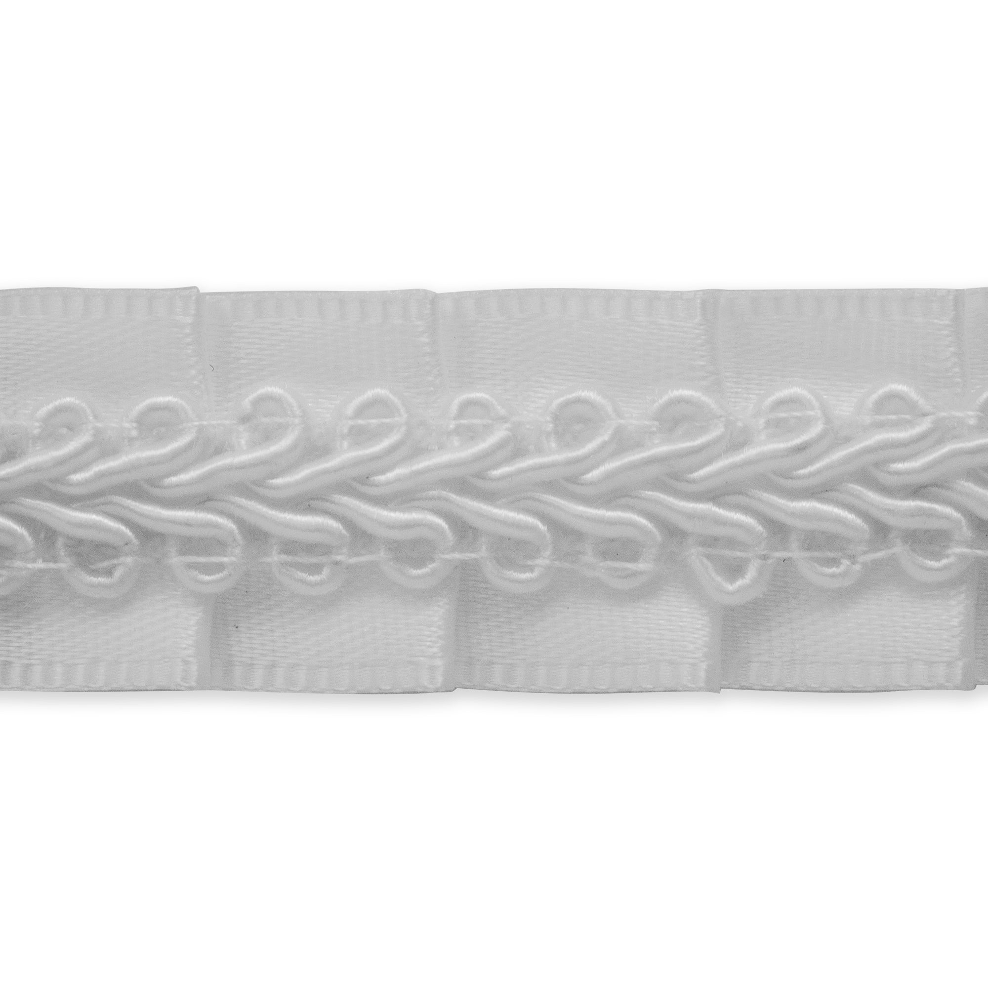 Royal Ruffle Woven Scroll Trim (Sold by the Yard) White
