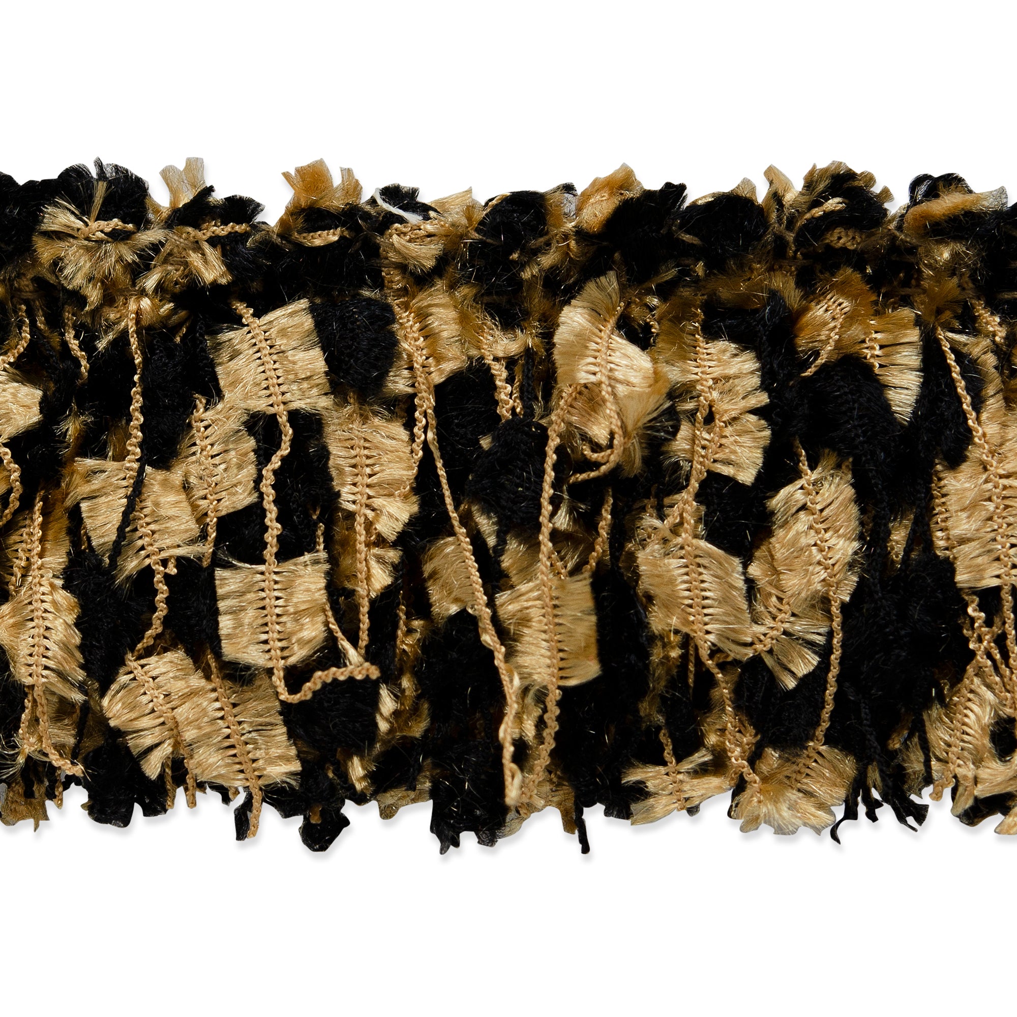 Confetti Cut Fringe - Cinnamon Multi (Sold by the Yard) Black Gold Trims & Fringes