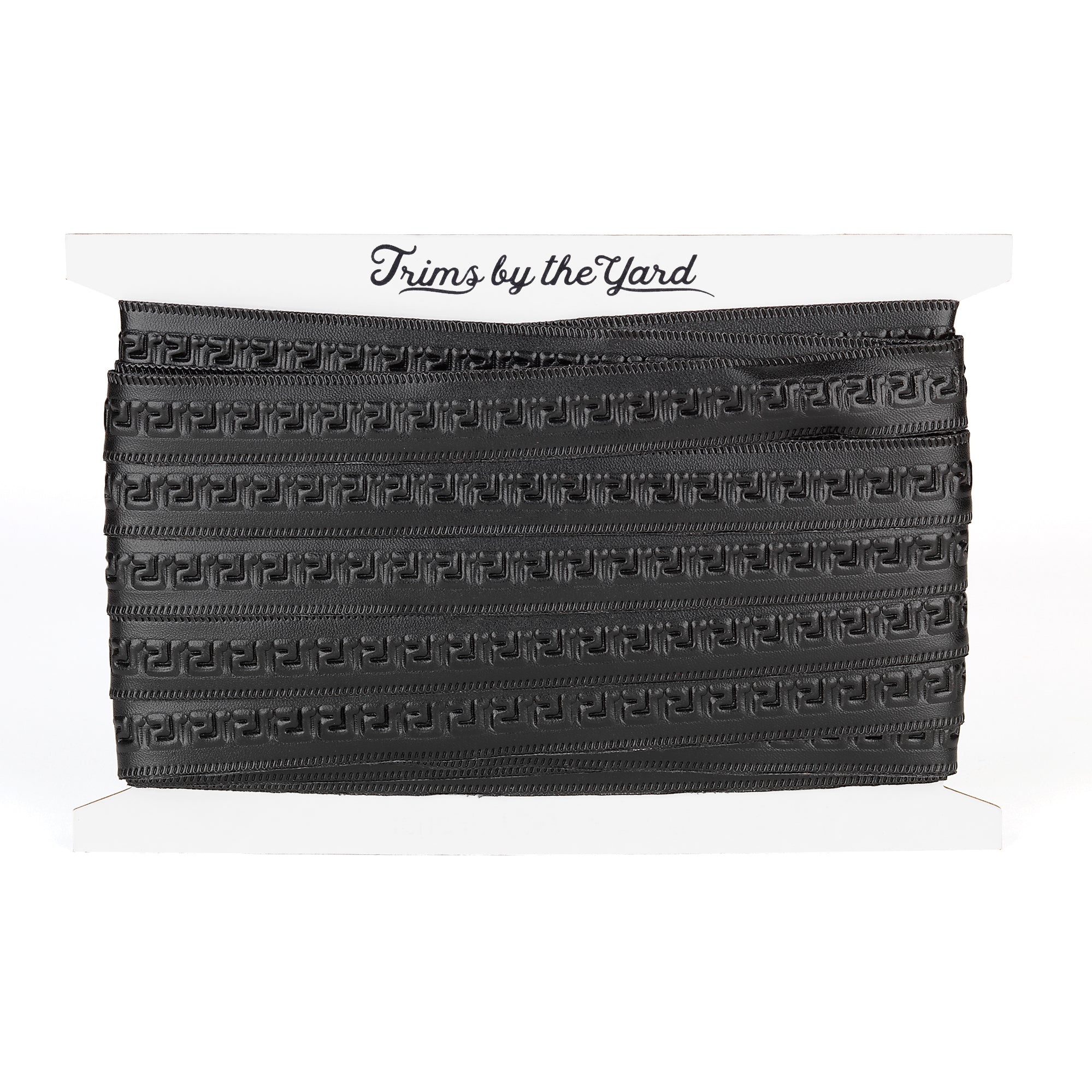 Cassandra Greek Key Embossed Vegan Leather Tape Trim (Sold by the Yard) Trims & Fringes