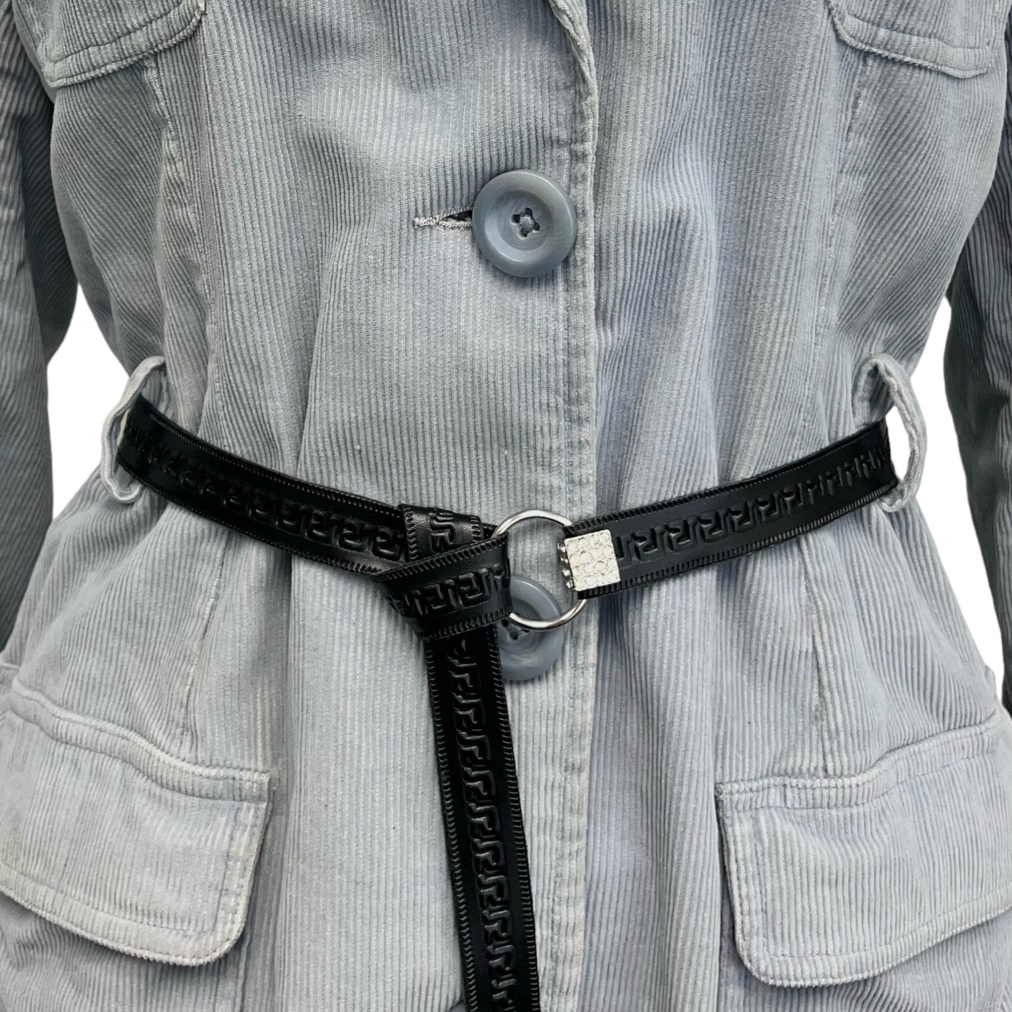 Cassandra Greek Key Embossed Vegan Leather Tape Trim (Sold by the Yard) Trims & Fringes
