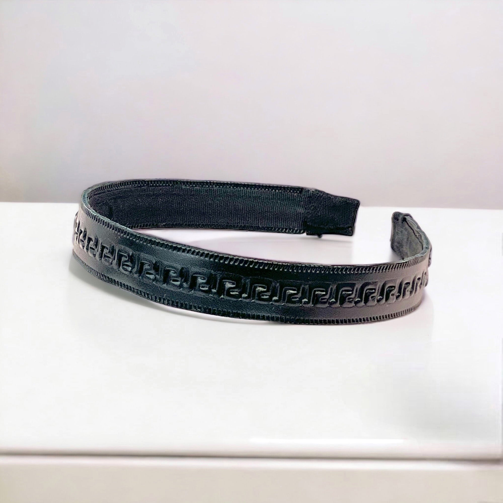 Cassandra Greek Key Embossed Vegan Leather Tape Trim (Sold by the Yard) Trims & Fringes