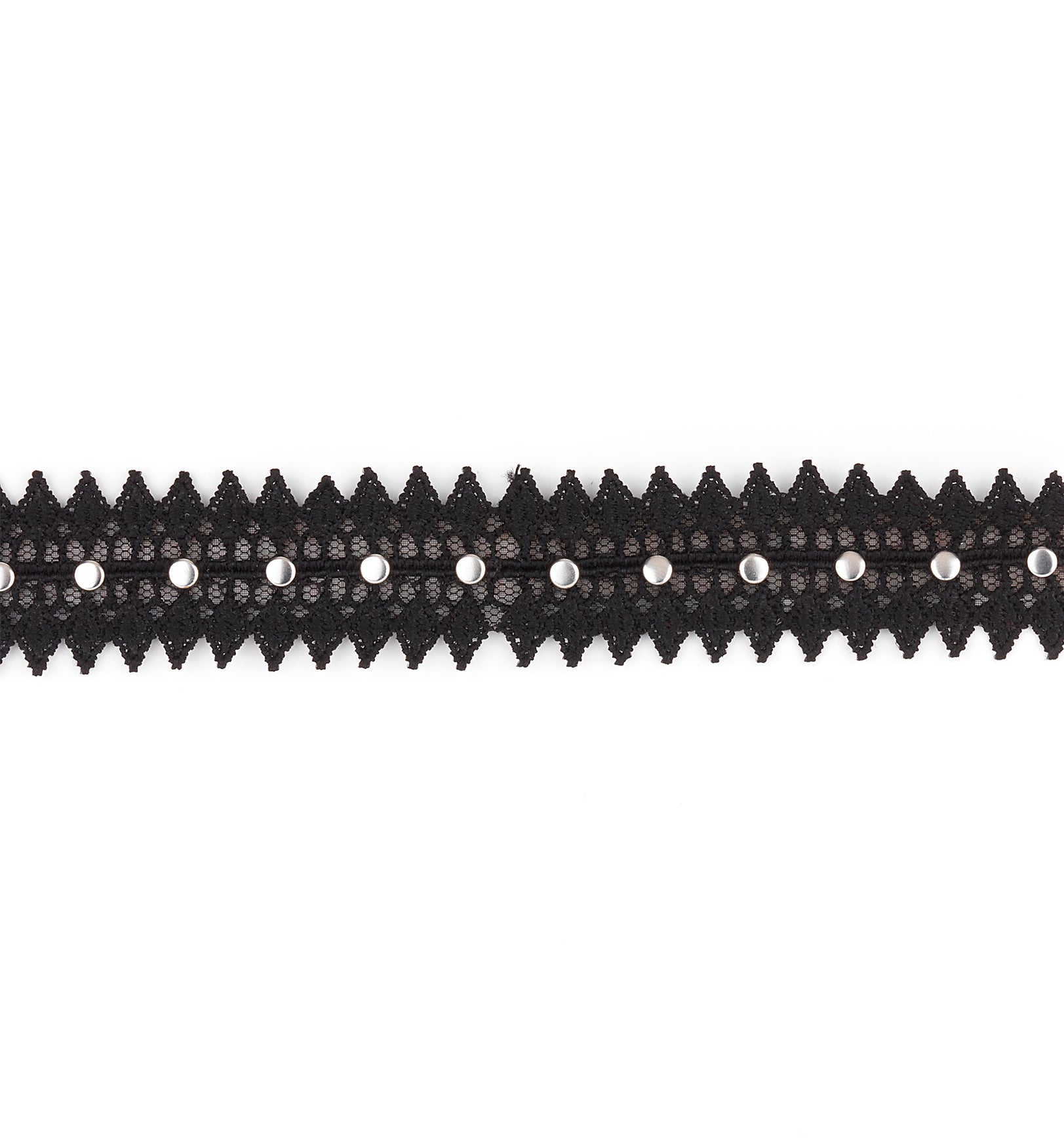 Annalise Lace Trim Embellished With 3MM Round Silver Studs (Sold by the Yard)