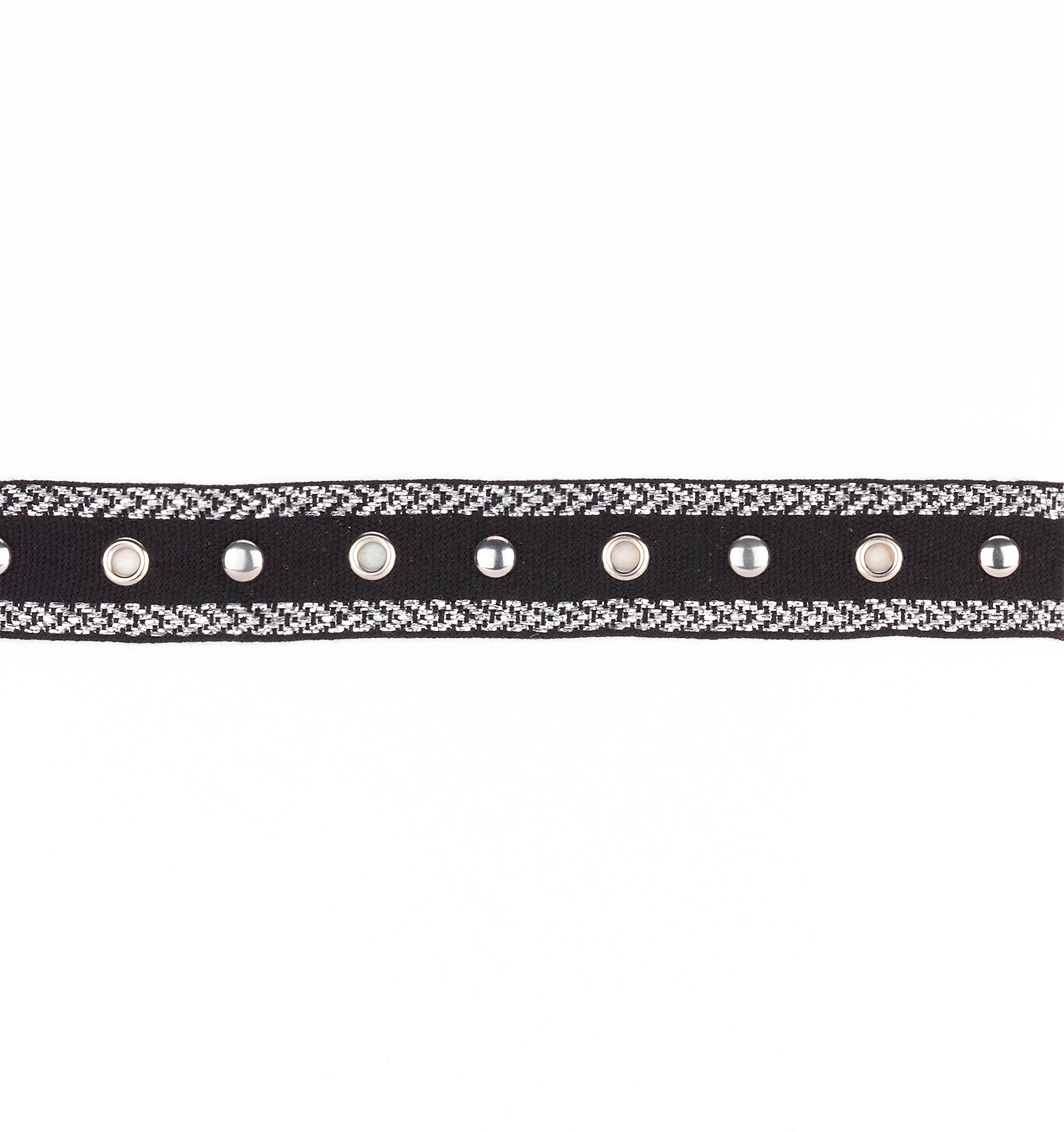 Brigitta 1" Wide Tape Trim Embellished With Silver Studs and Grommets (Sold by the Yard)