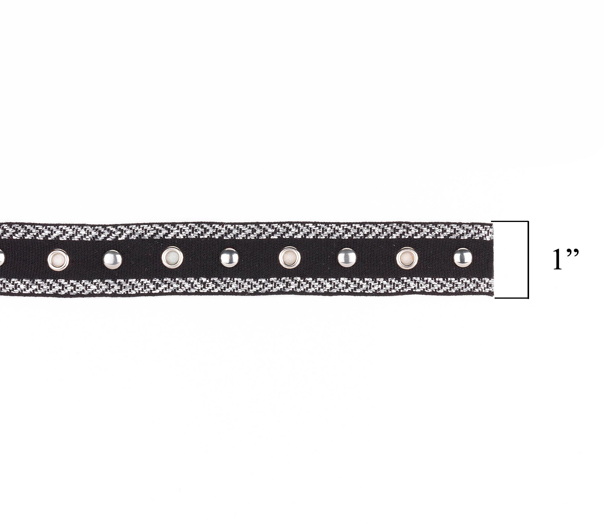Brigitta 1" Wide Tape Trim Embellished With Silver Studs and Grommets (Sold by the Yard)