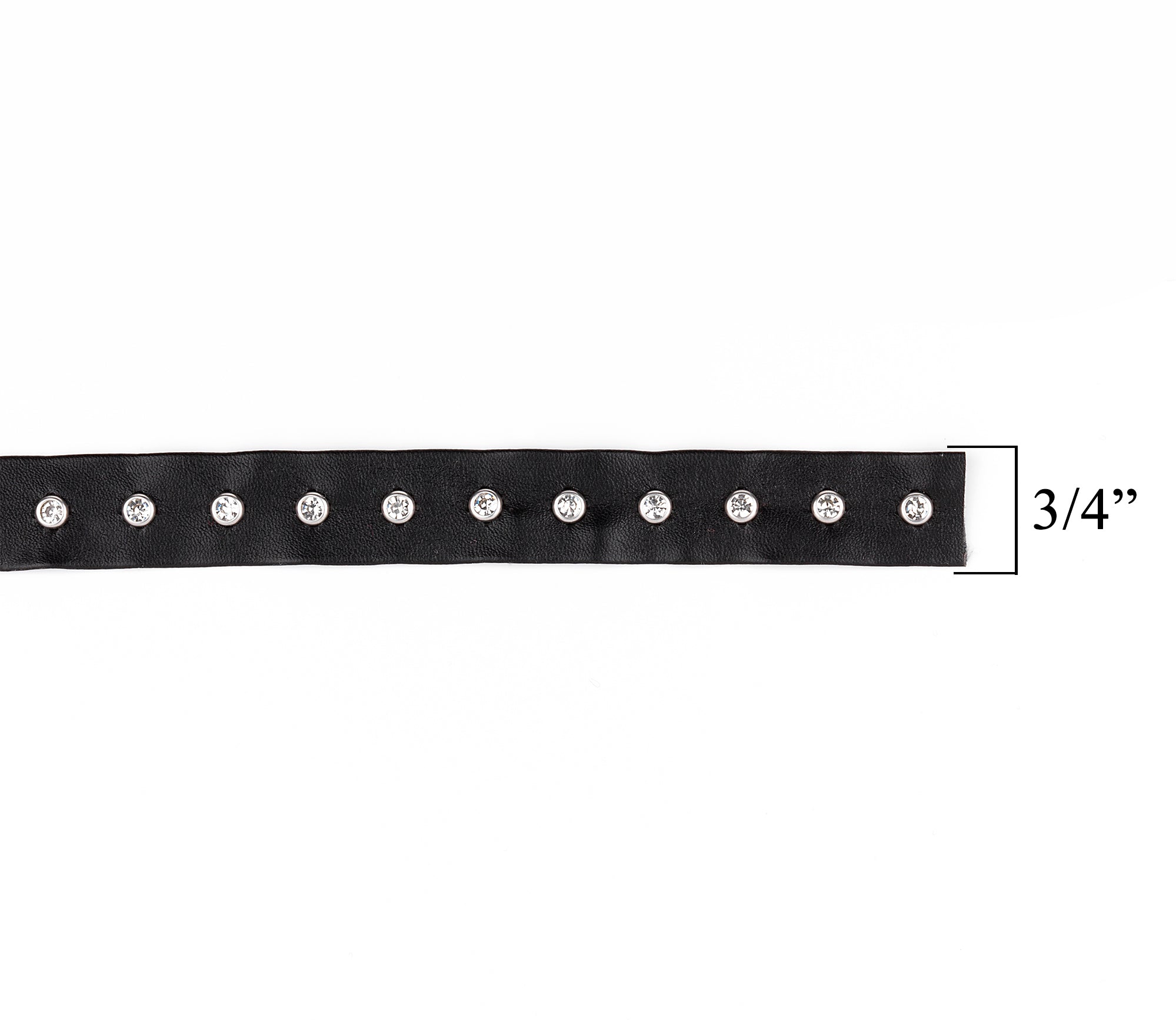 Gillian 3/4" Wide Faux Leather Tape Trim Embellished With Rhinestone Studs (Sold by the Yard) Trims & Fringes