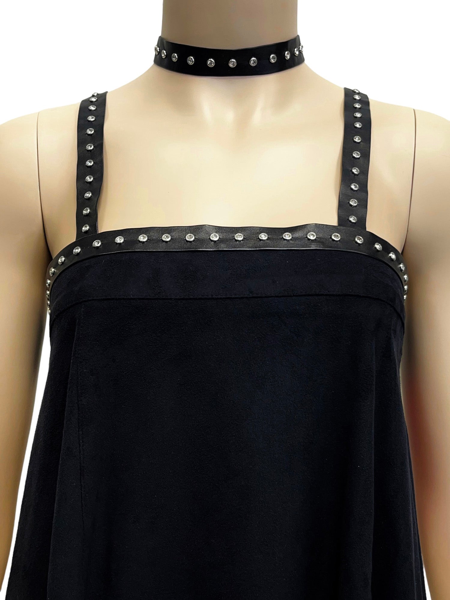 Gillian 3/4" Wide Faux Leather Tape Trim Embellished With Rhinestone Studs (Sold by the Yard) Trims & Fringes