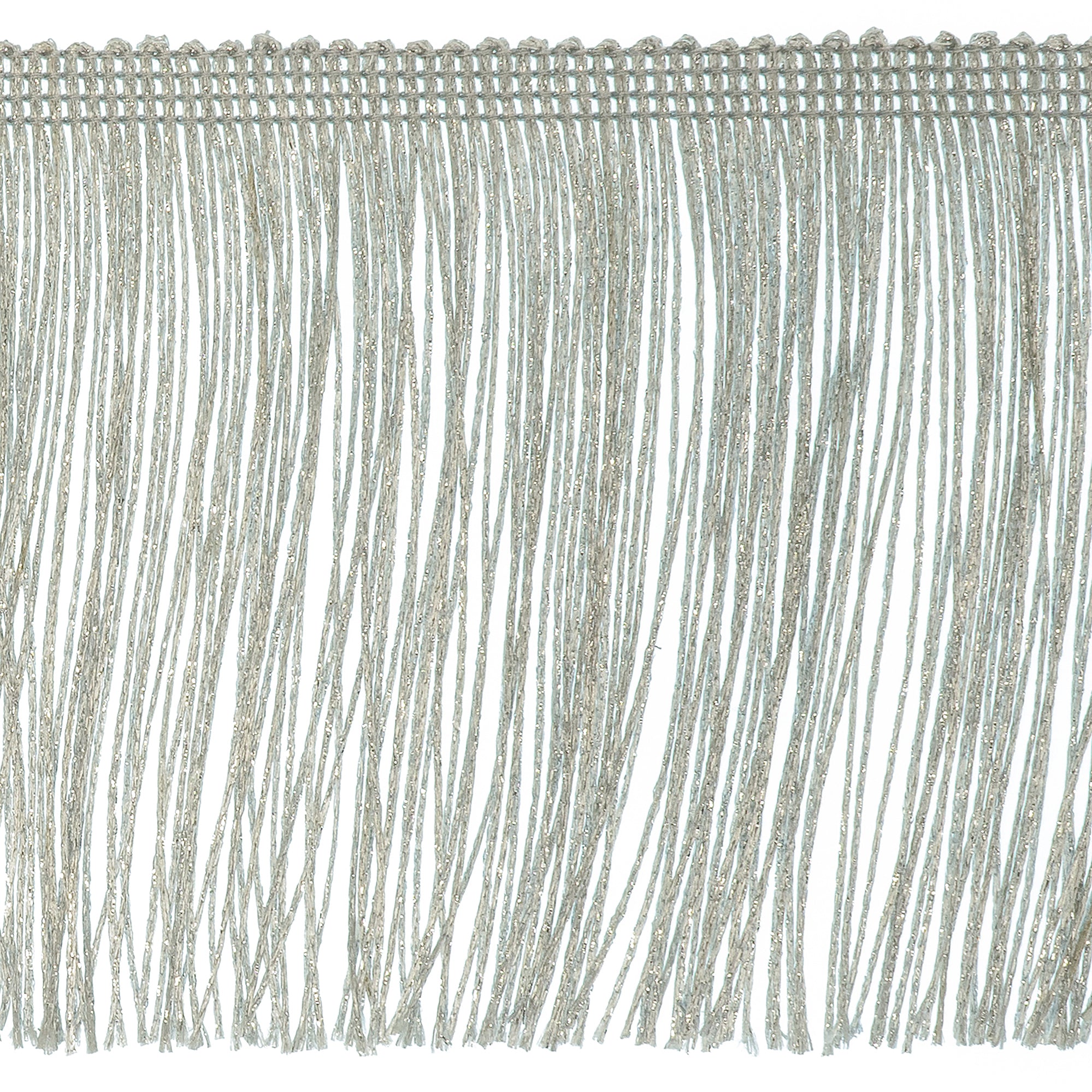 12" Glitter Chainette Fringe Trim (Sold by the Yard) Metallic Silver Chainette Fringe