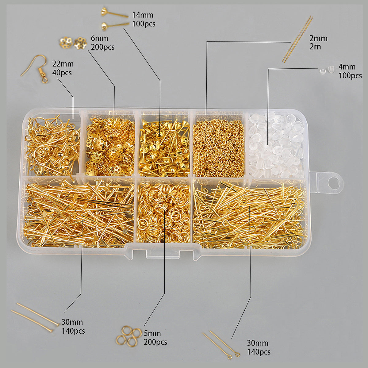 Jewelry Findings Kit of 10 Gold Plated Items Jewelry Beads