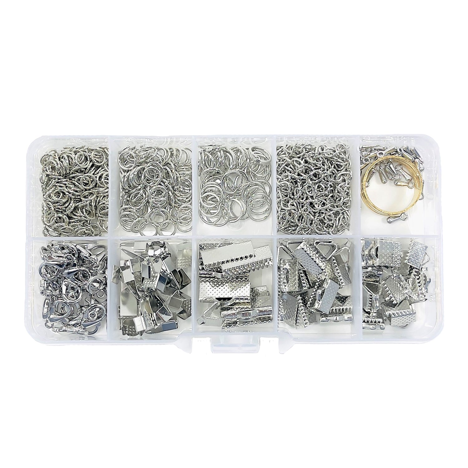 Jewelry Findings Kit of 10 Antique Silver Items Rhodonite Jewelry Beads