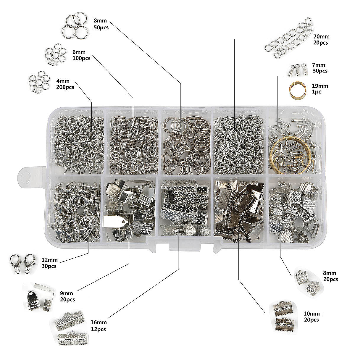 Jewelry Findings Kit of 10 Antique Silver Items Jewelry Beads