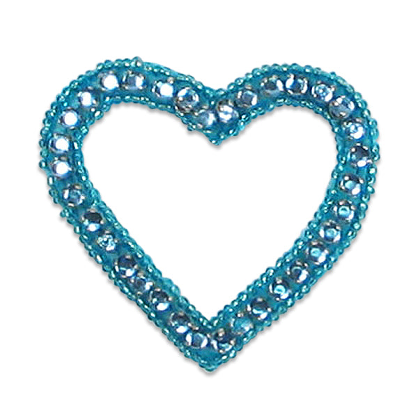 Jewel Heart Applique/Patch Turquoise Sequin & Beaded Appliques
