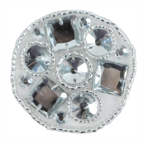 Jewel Square And Round Applique/Patch - Silver Appliques