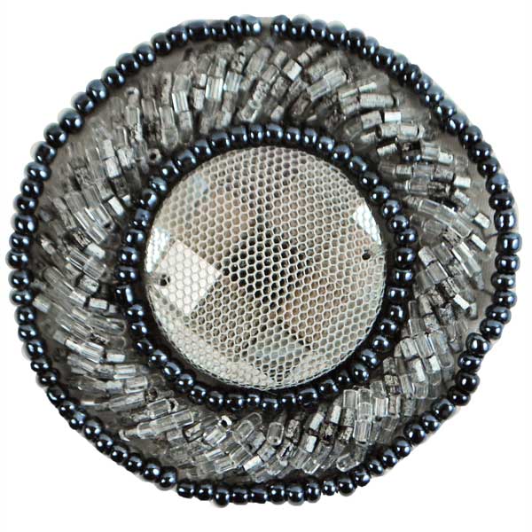 Round Beaded Medallion Applique/Patch - Gray Appliques