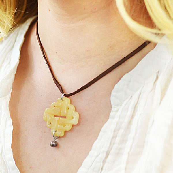 Leather Necklace With Carved Pendant Accessories