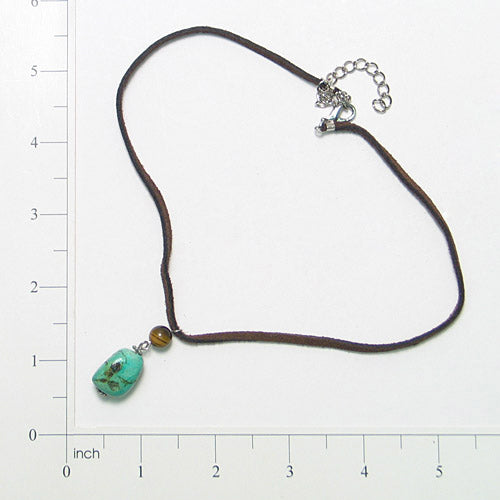 Leather Necklace With Turquoise Pendant Accessories