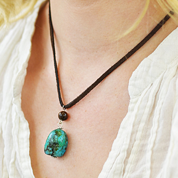 Leather Necklace With Turquoise Pendant Accessories
