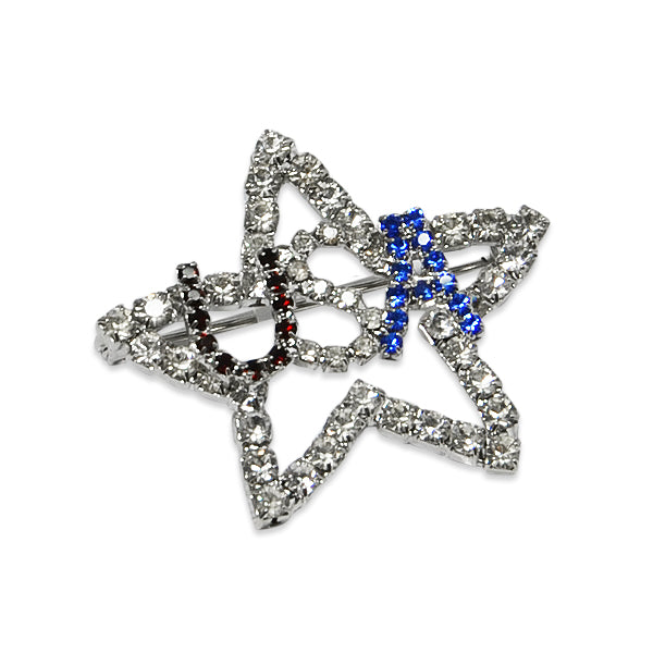 USA on Star Rhinestone Pin - Red, White, Blue 1 5/8" X 1 1/2" Accessories