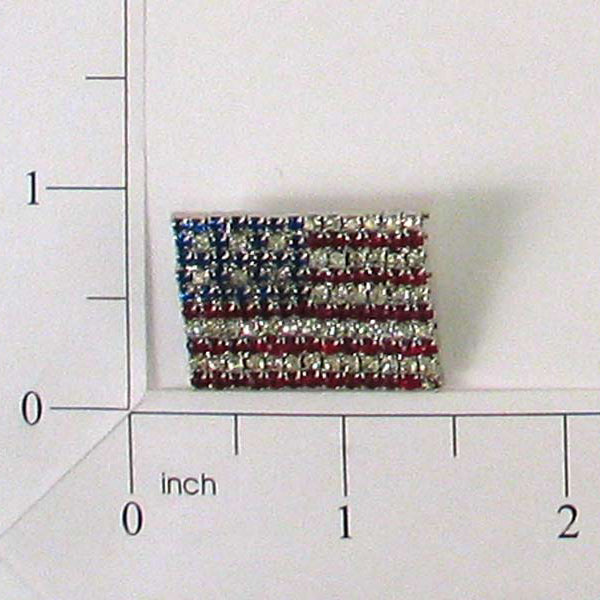 American Flag Rhinestone Pin 1 1/8" X 7/8" Accessories