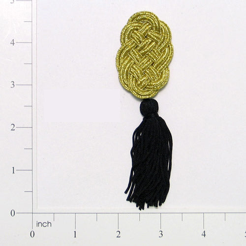 Elegant Dual-Tone Frog Tassel 5" x 1 1/4" Black Gold Bargain Basement